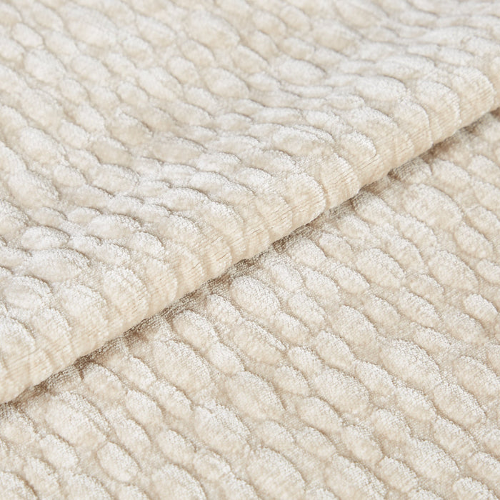 Vierzitsbank in beige, gestructureerd fluweel.