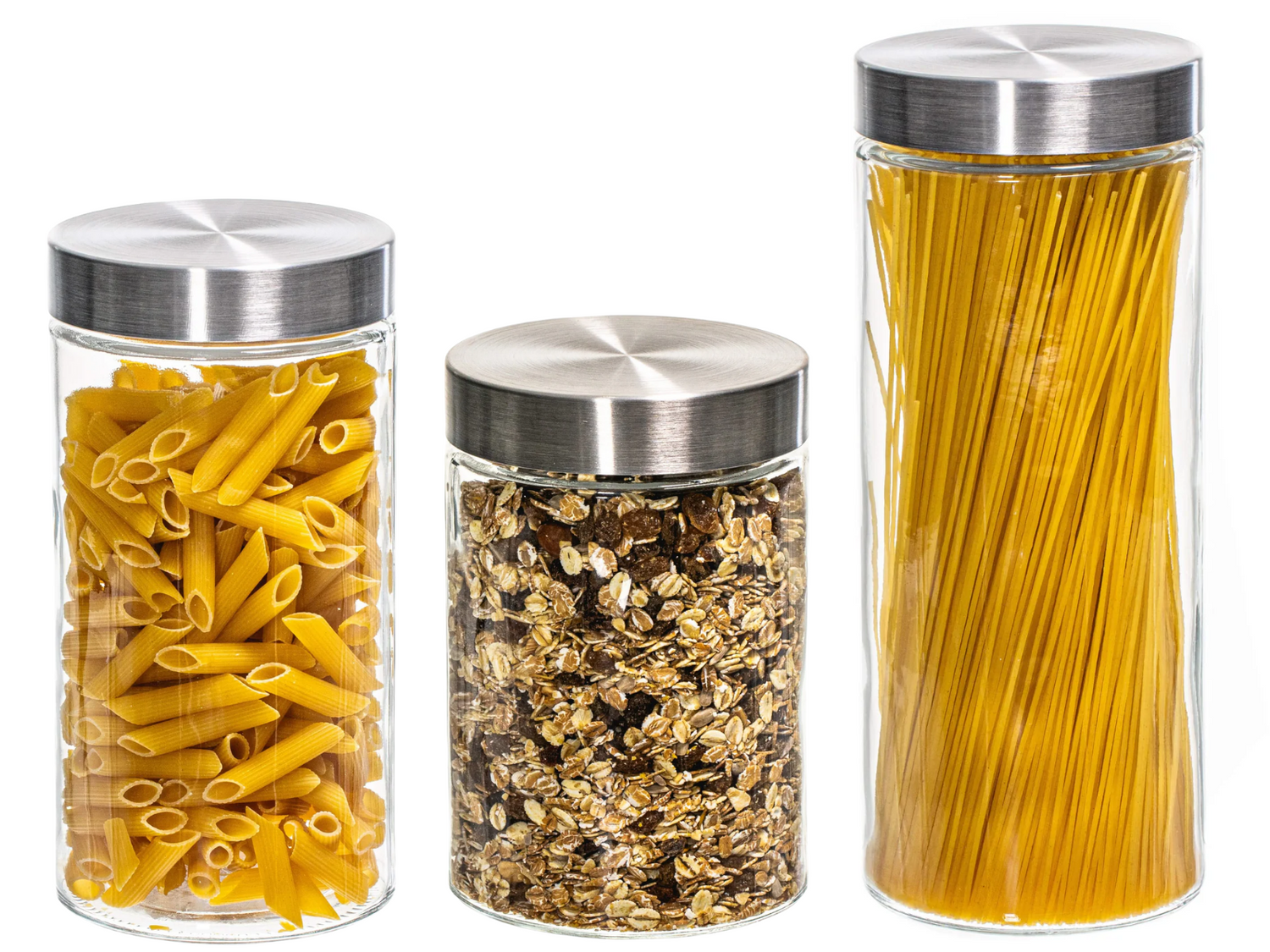 Sareva Voorraadpot Set - Glas - Kunststof deksels - Luchtdicht 3-Delig