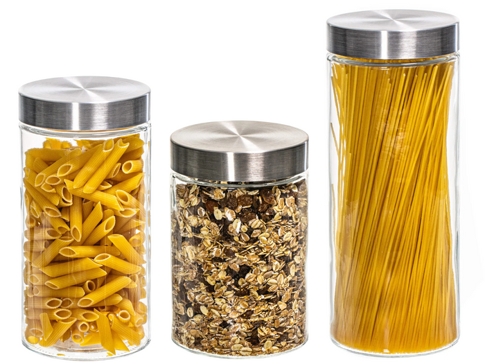 Sareva Voorraadpot Set - Glas - Kunststof deksels - Luchtdicht 3-Delig