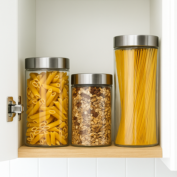 Sareva Voorraadpot Set - Glas - Kunststof deksels - Luchtdicht 3-Delig