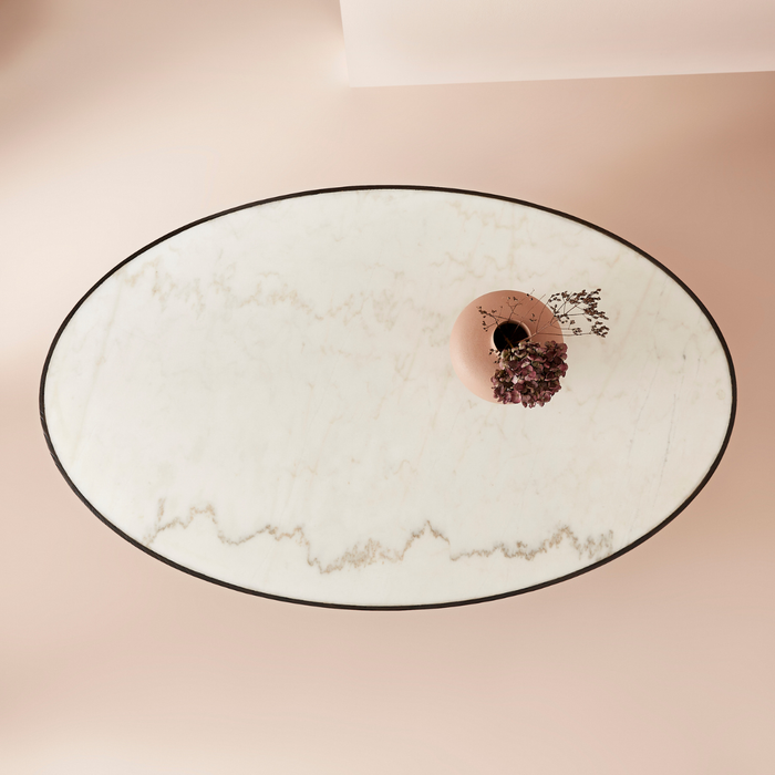 Calicosy - Ovale salontafel van wit marmer - TULIPE - H0