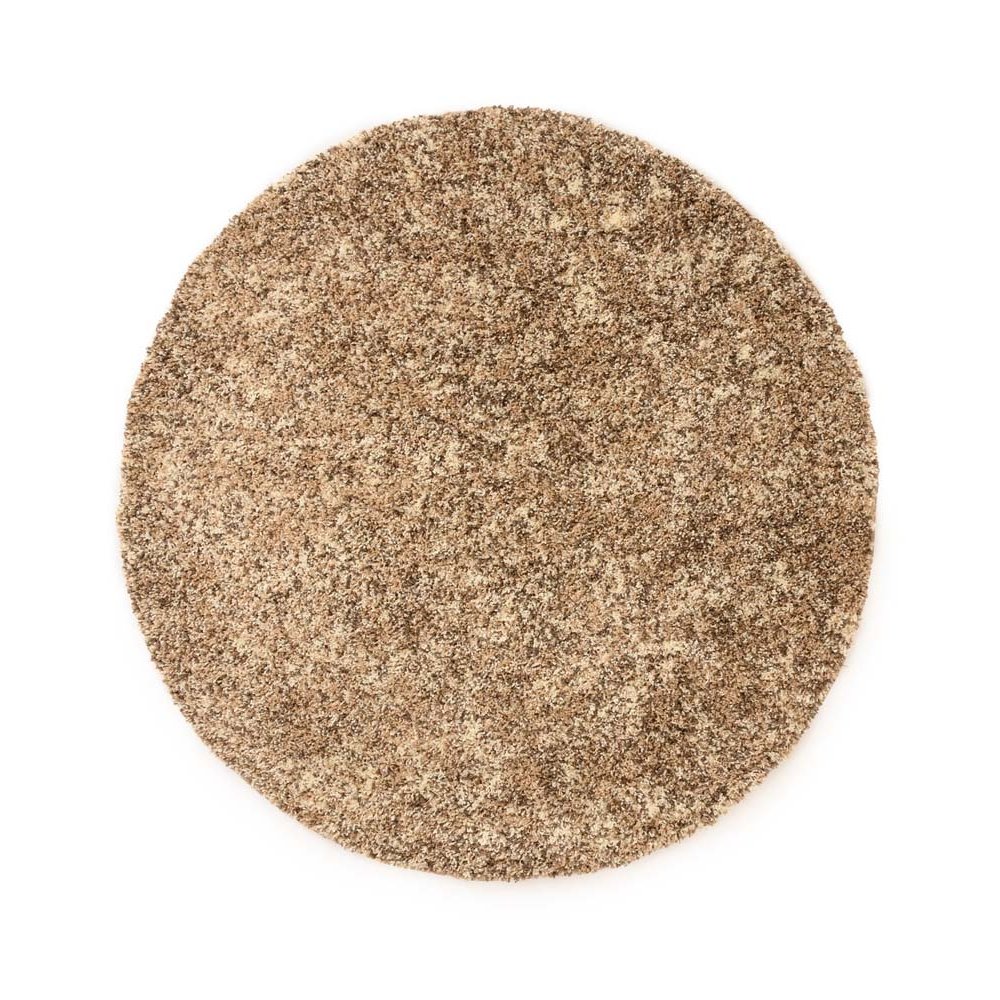 Tapeso Rond hoogpolig vloerkleed - Blend beige - 120 cm