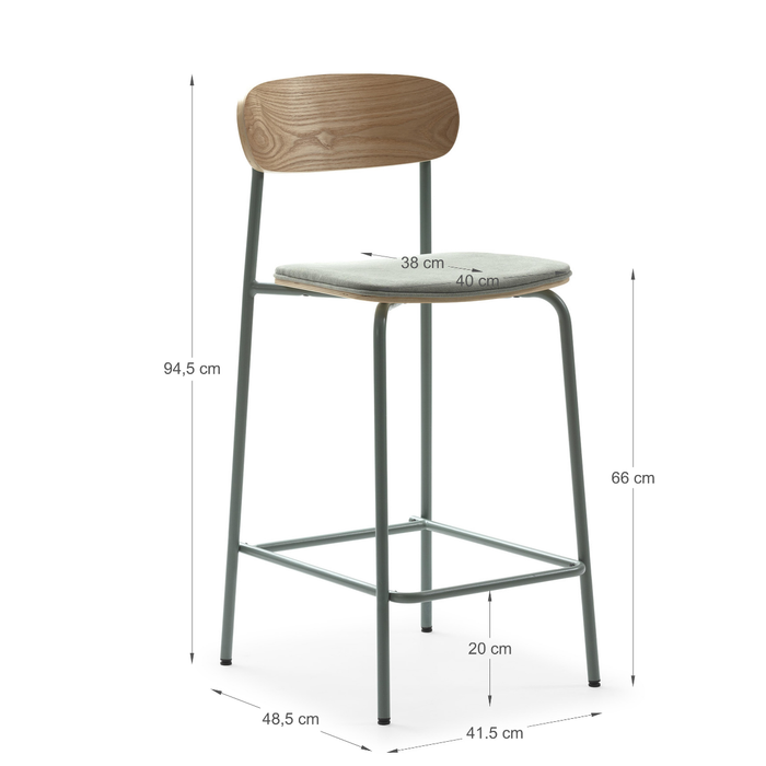 Calicosy - Set 2 barkrukken ADRIANA - H66 cm - Stof - Aquamarijn