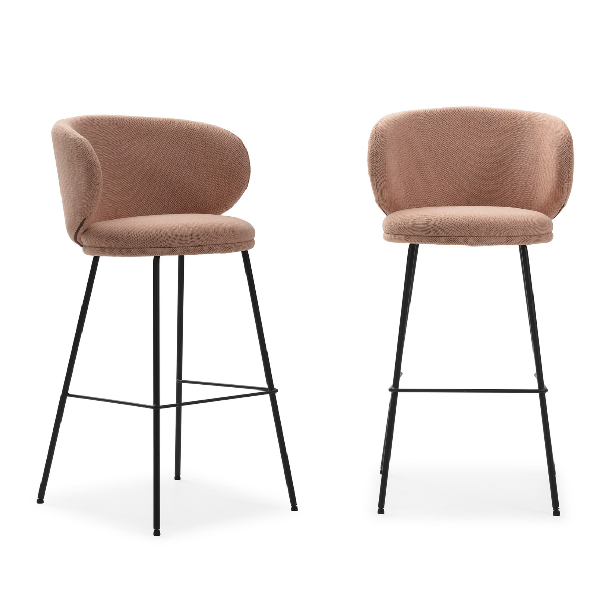 Calicosy - Set van 2 krukken in stof met zwarte RUSH - H65 cm