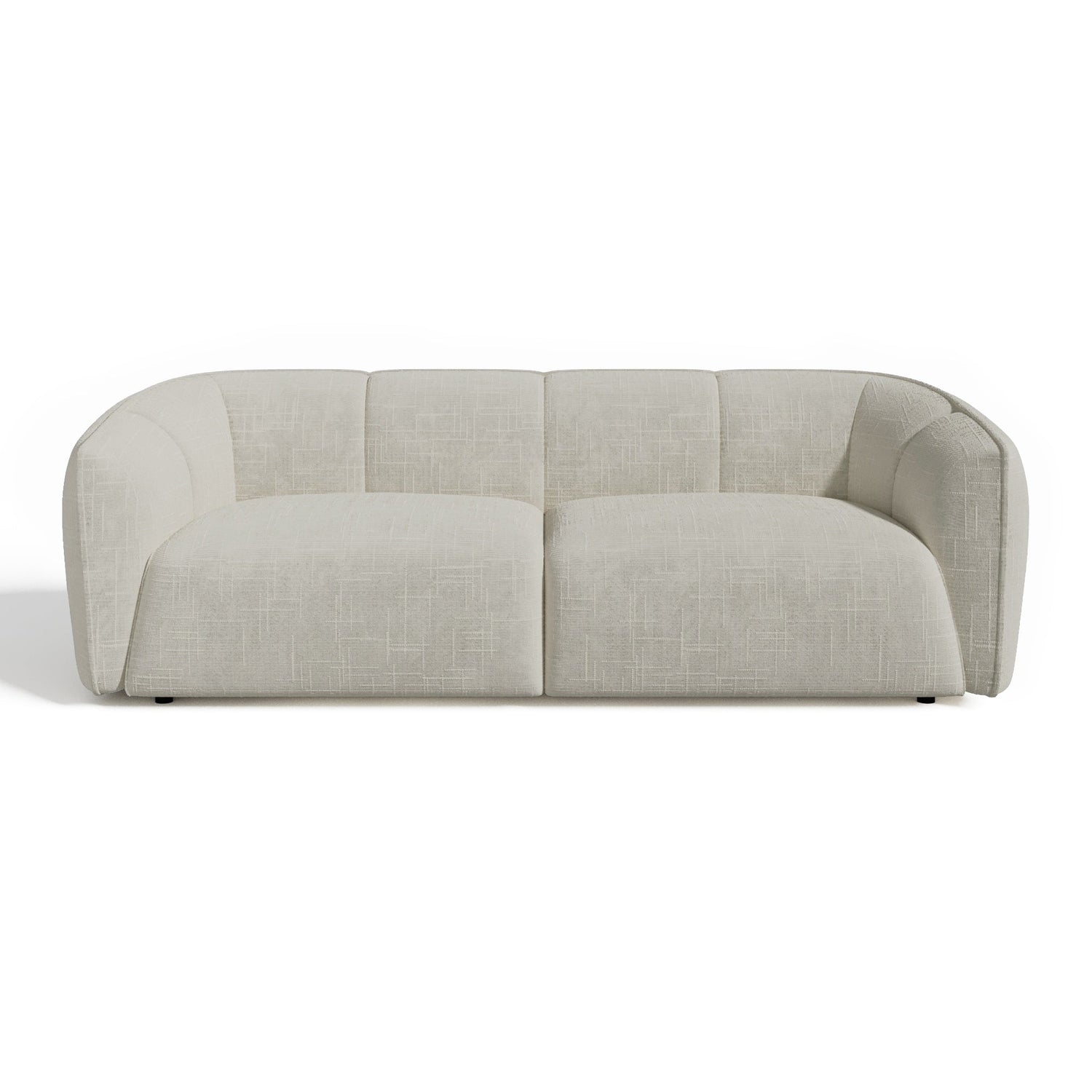 Vierzitsbank in crèmekleurig geweven fluweel