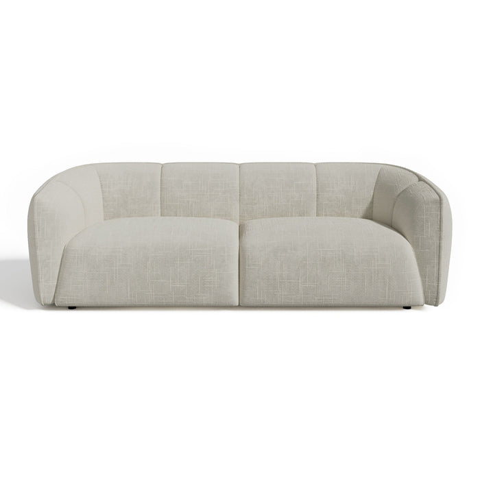 Vierzitsbank in crèmekleurig geweven fluweel