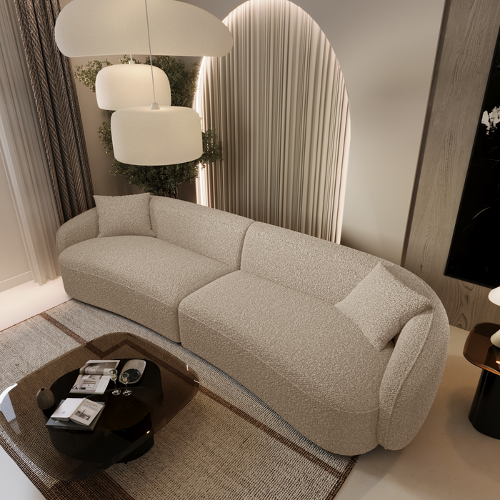 4-zitsbank in beige boucléstof