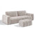 4-zits bankstel en poef in beige chenille fluweel