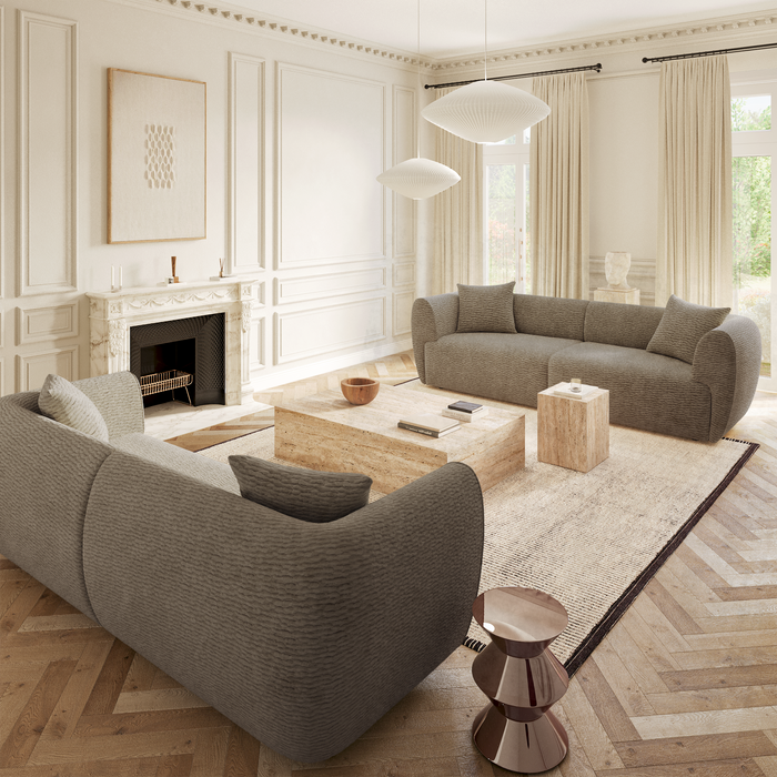 4-zits taupe fluwelen bank met structuur