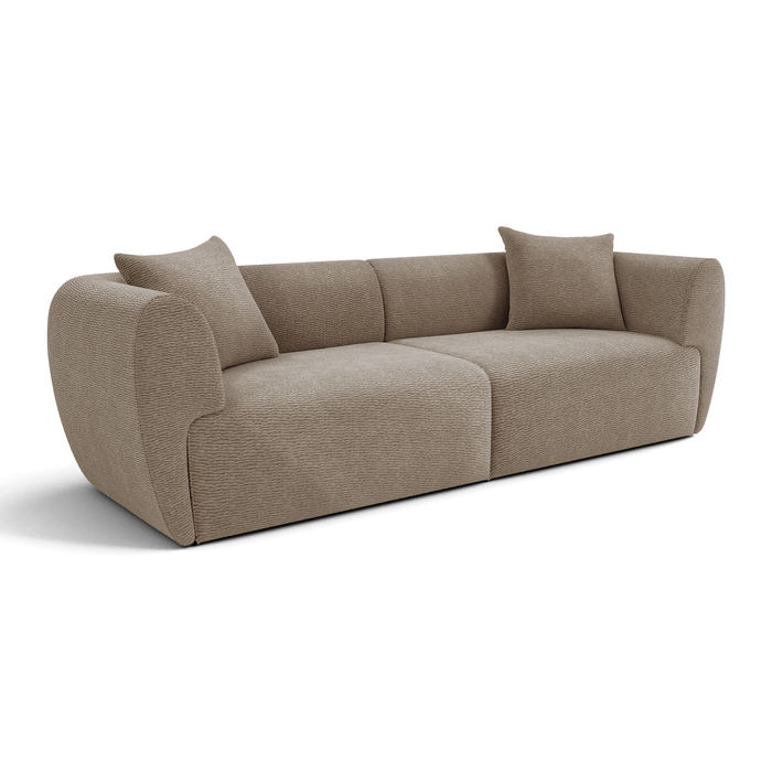 4-zits taupe fluwelen bank met structuur