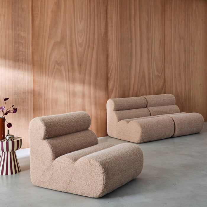 sweeek - Stoffen fauteuils effect alpaca 1 zitplaats (set van 3)