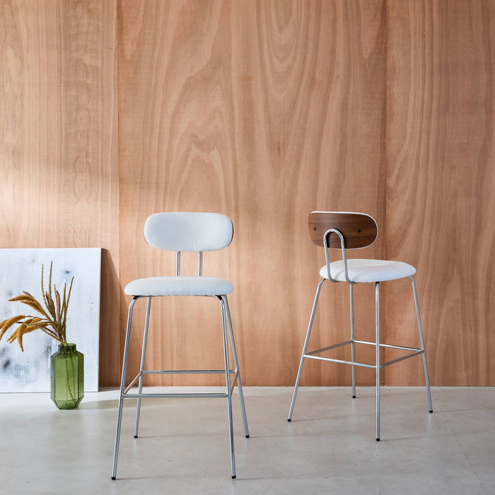 sweeek - Barkruk waterafstotende stof, chrome metalen poten (set van