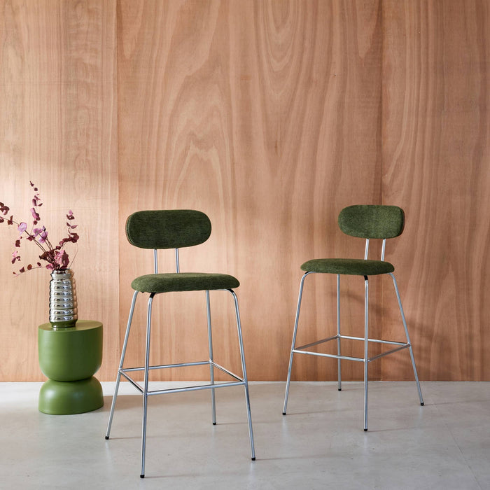 sweeek - Barkruk waterafstotende stof, chrome metalen poten (set van