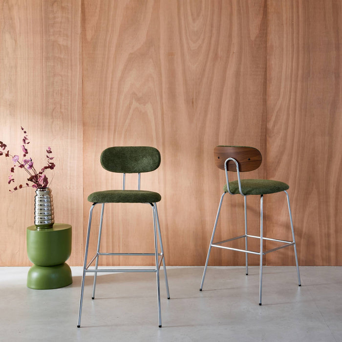 sweeek - Barkruk waterafstotende stof, chrome metalen poten (set van