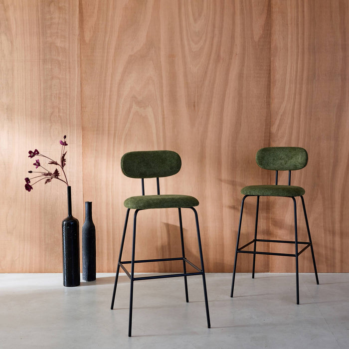 sweeek - Barkruk waterafstotende stof, zwarte metalen poten (set van