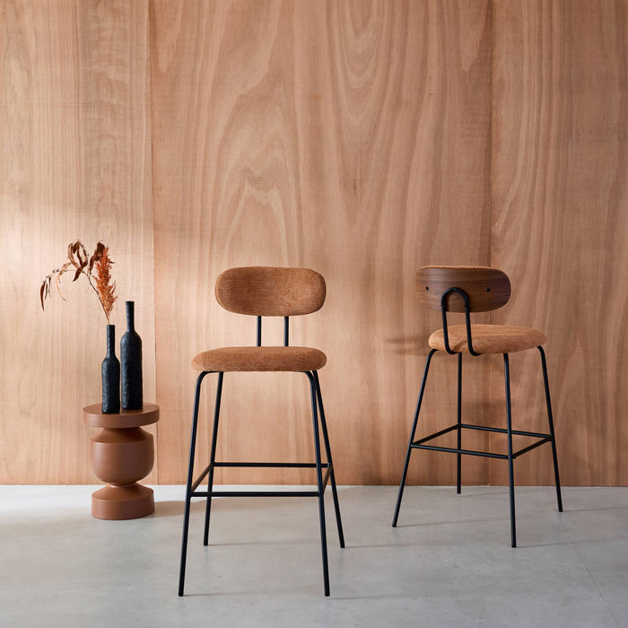 sweeek - Barkruk waterafstotende stof, zwarte metalen poten (set van