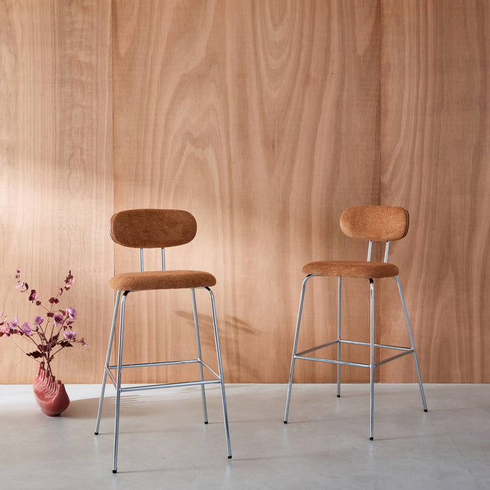 sweeek - Barkruk waterafstotende stof, chrome metalen poten (set van