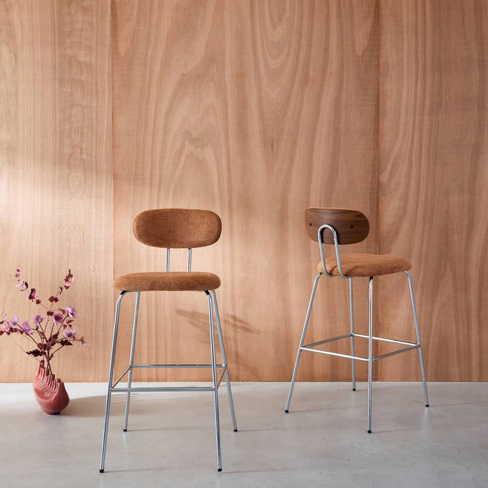 sweeek - Barkruk waterafstotende stof, chrome metalen poten (set van