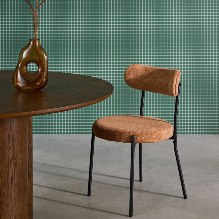 sweeek - Metaal en chenille stof stoel (set van 2)