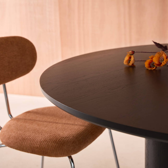 sweeek - Ronde eettafel van rubberhout en eikenfineer voor 4 personen