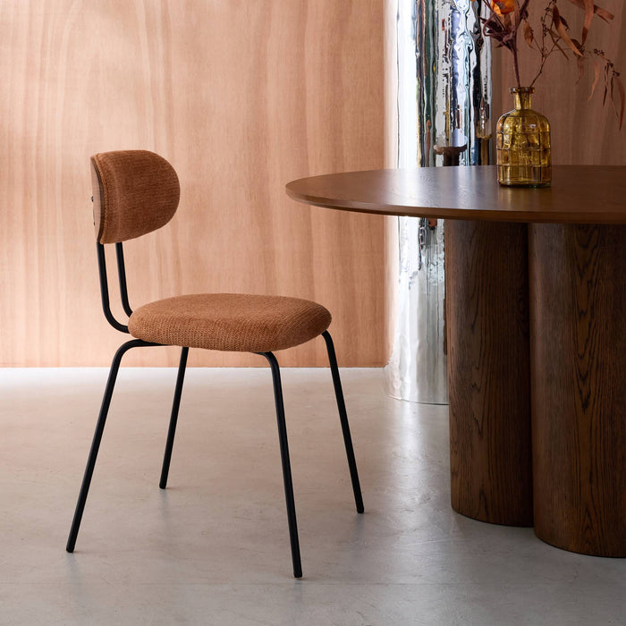 sweeek - Stoel waterafstotende stof, zwarte metalen poten (set van 2)