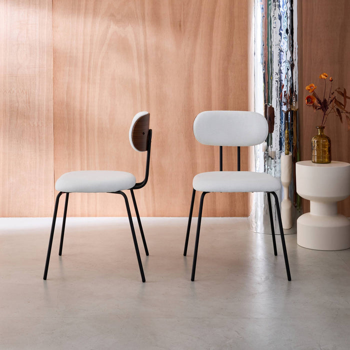 sweeek - Stoel waterafstotende stof, zwarte metalen poten (set van 2)