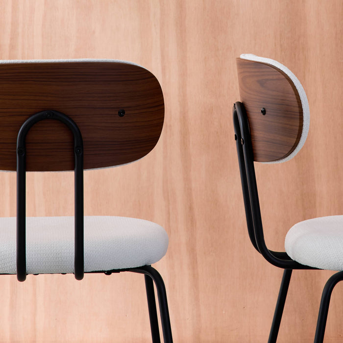 sweeek - Stoel waterafstotende stof, zwarte metalen poten (set van 2)