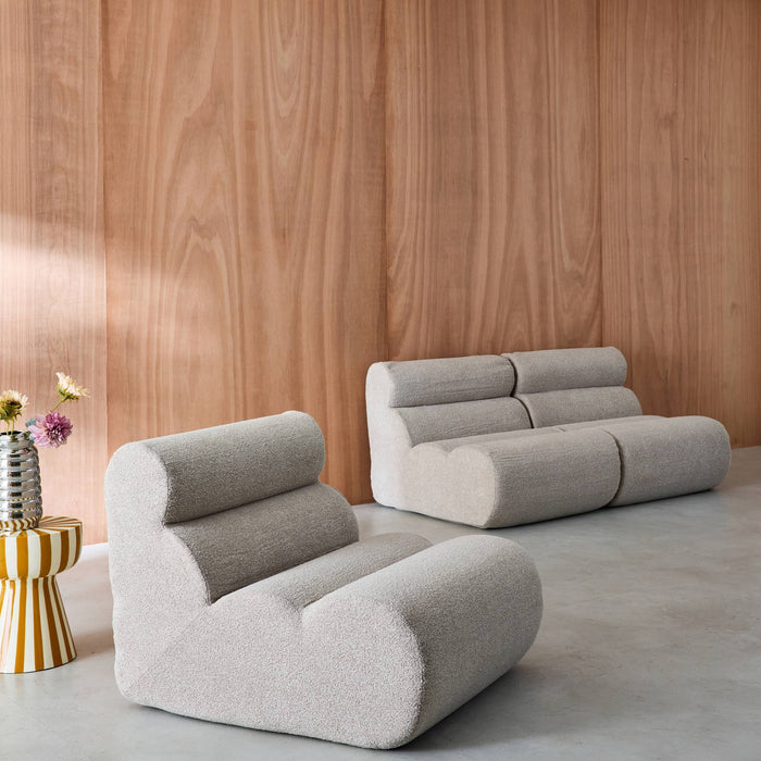 sweeek - Stoffen fauteuils getextureerde bouclé 1 zitplaats (set van