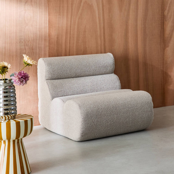 sweeek - Stoffen fauteuil getextureerde bouclé 1 zitplaats