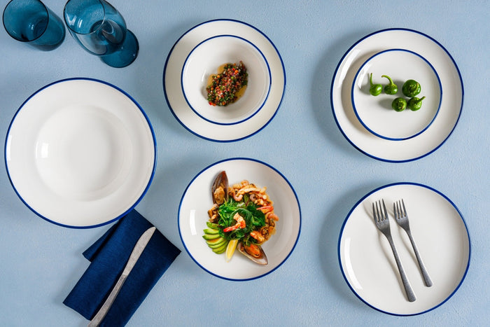 Bonna Dinerbord - Linea Blue - Porselein - 27 cm - set van 6