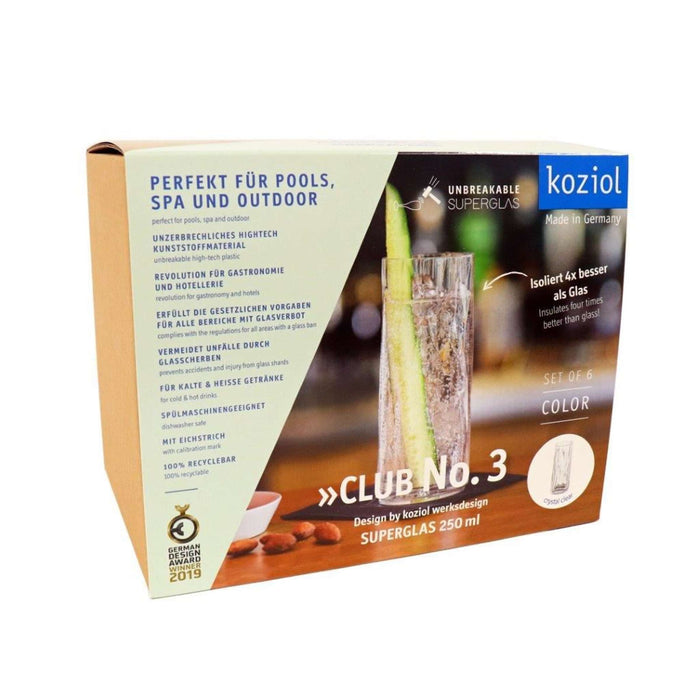 Koziol - Superglas Club No. 03 Longdrinkglas 250 ml Set van 6 Stuks