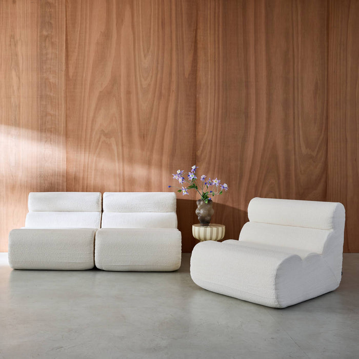 sweeek - Stoffen fauteuils getextureerde bouclé 1 zitplaats (set van