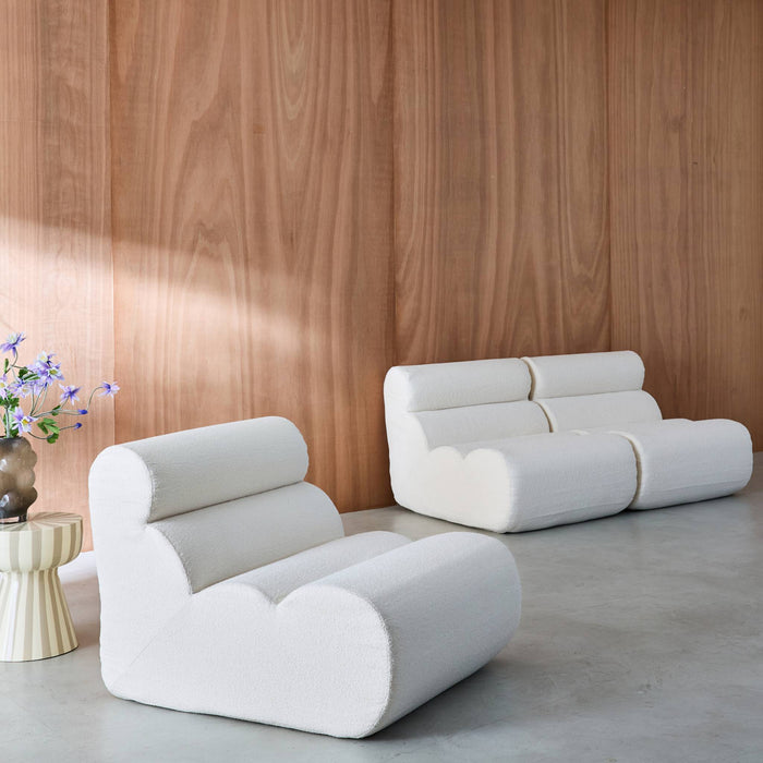 sweeek - Stoffen fauteuils getextureerde bouclé 1 zitplaats (set van