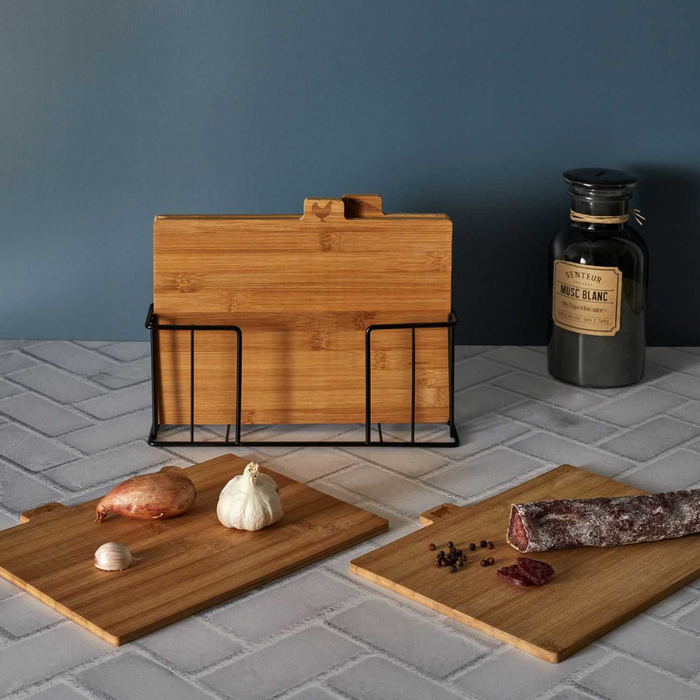 OTIX Snijplankenset set van 3 met Houder Set van 4 Bamboe Houten Sn...