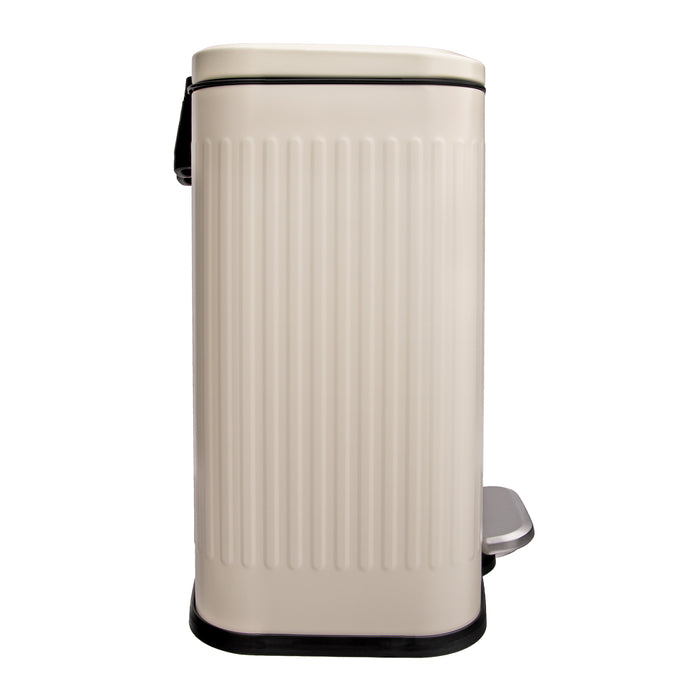 QUVIO Prullenbak 13 L - Rechthoekig afgerond - Metaal - Beige