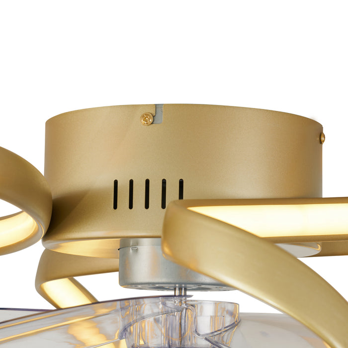 QAZQA Plafondventilator messing 55cm incl. LED dimbaar met