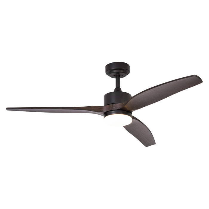 QAZQA Smart plafondventilator zwart met hout print 132cm incl. LED