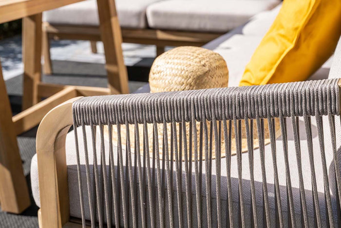 Santos lounge-diningset - 5-dlg.-links -acaciahout met white wash-sand