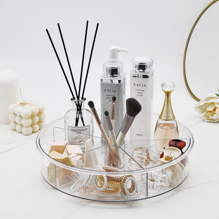 XIVADA Draaiplateau Hoog - Met 5 verdelers - 28 cm - Transparant