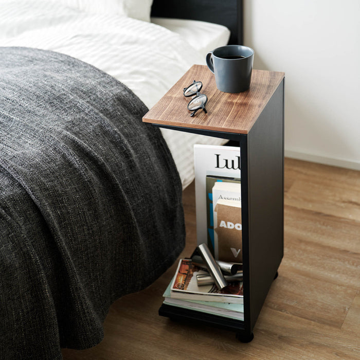 Yamazaki Tower Bijzettafel op wielen semi gesloten - Zwart