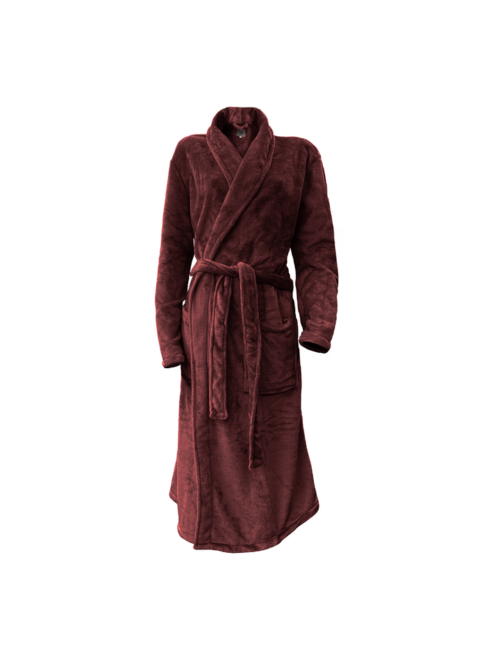 LINNICK Flanel Fleece Badjas Uni - bordeaux