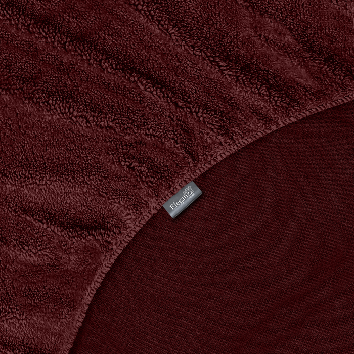 Eleganzzz Hoeslaken Teddy Pluche 35cm Hoekhoogte - bordeaux