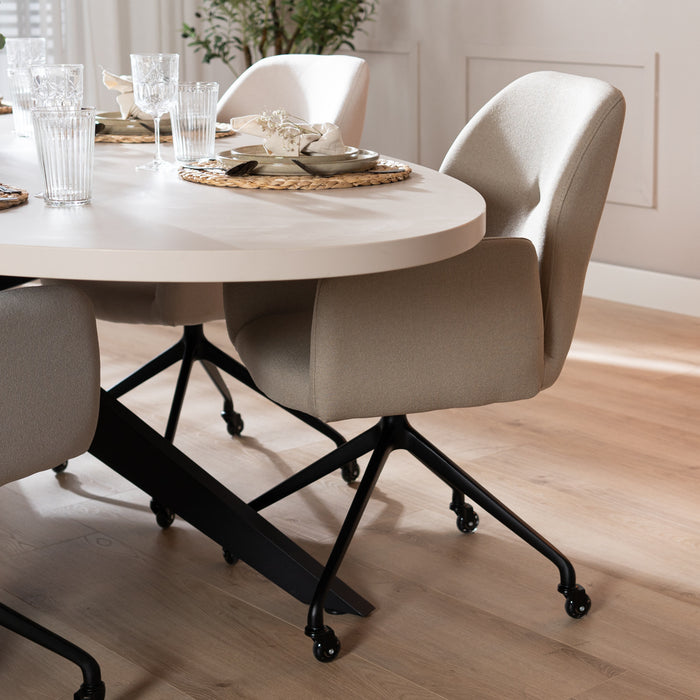 Bronx71 Scandinavische eetkamerstoel op wieltjes Runa gerecyclede stof