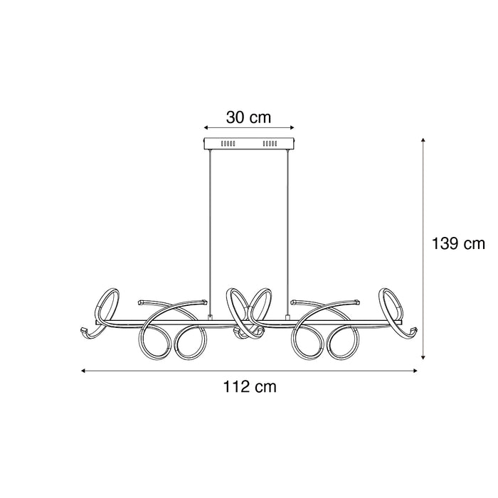 QAZQA Design hanglamp zwart langwerpig 3-staps dimbaar - Krisscross
