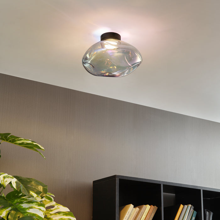 QAZQA Design plafondlamp zwart met regenboog glas - Gemma