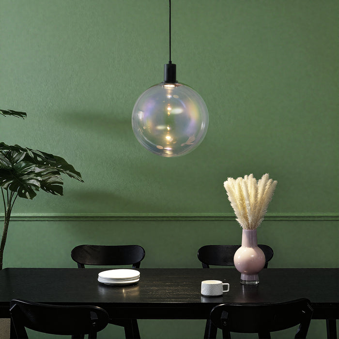 QAZQA Design hanglamp zwart met regenboog glas 35cm - Mallon