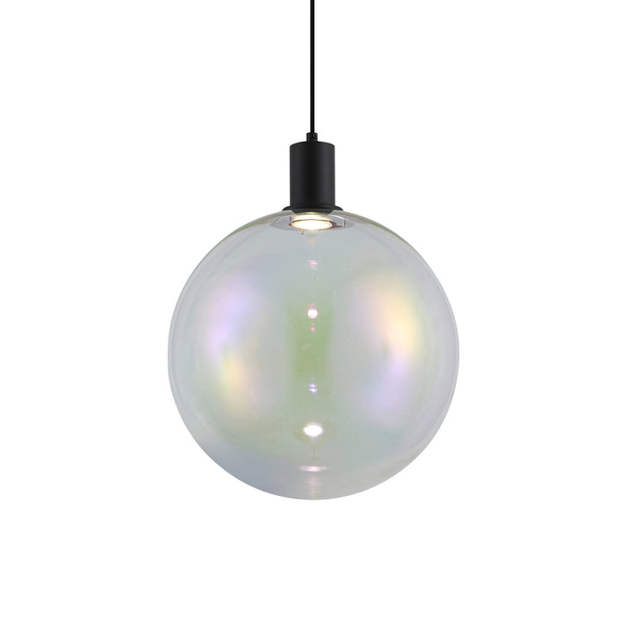 QAZQA Design hanglamp zwart met regenboog glas 35cm - Mallon