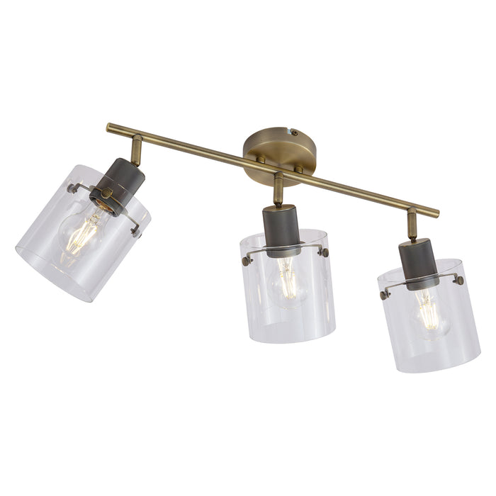 QAZQA Design plafondspot brons met helder glas 3-lichts - Domo