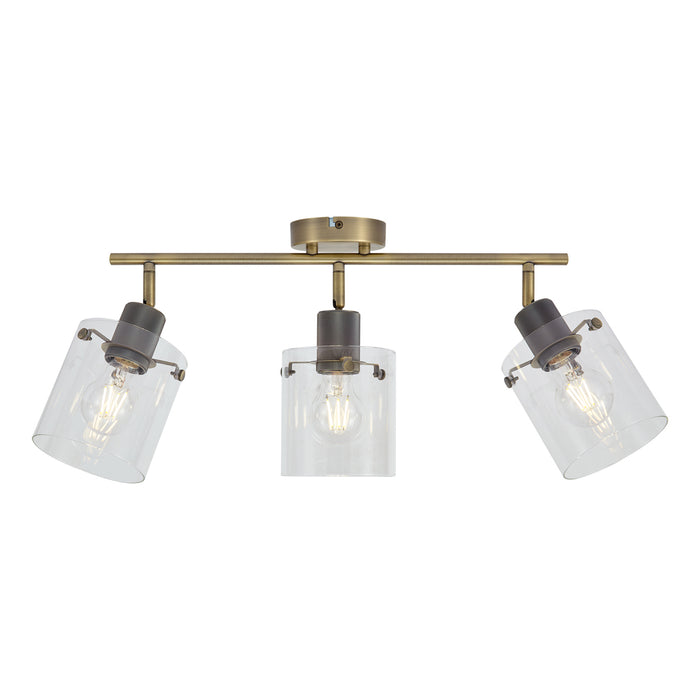 QAZQA Design plafondspot brons met helder glas 3-lichts - Domo