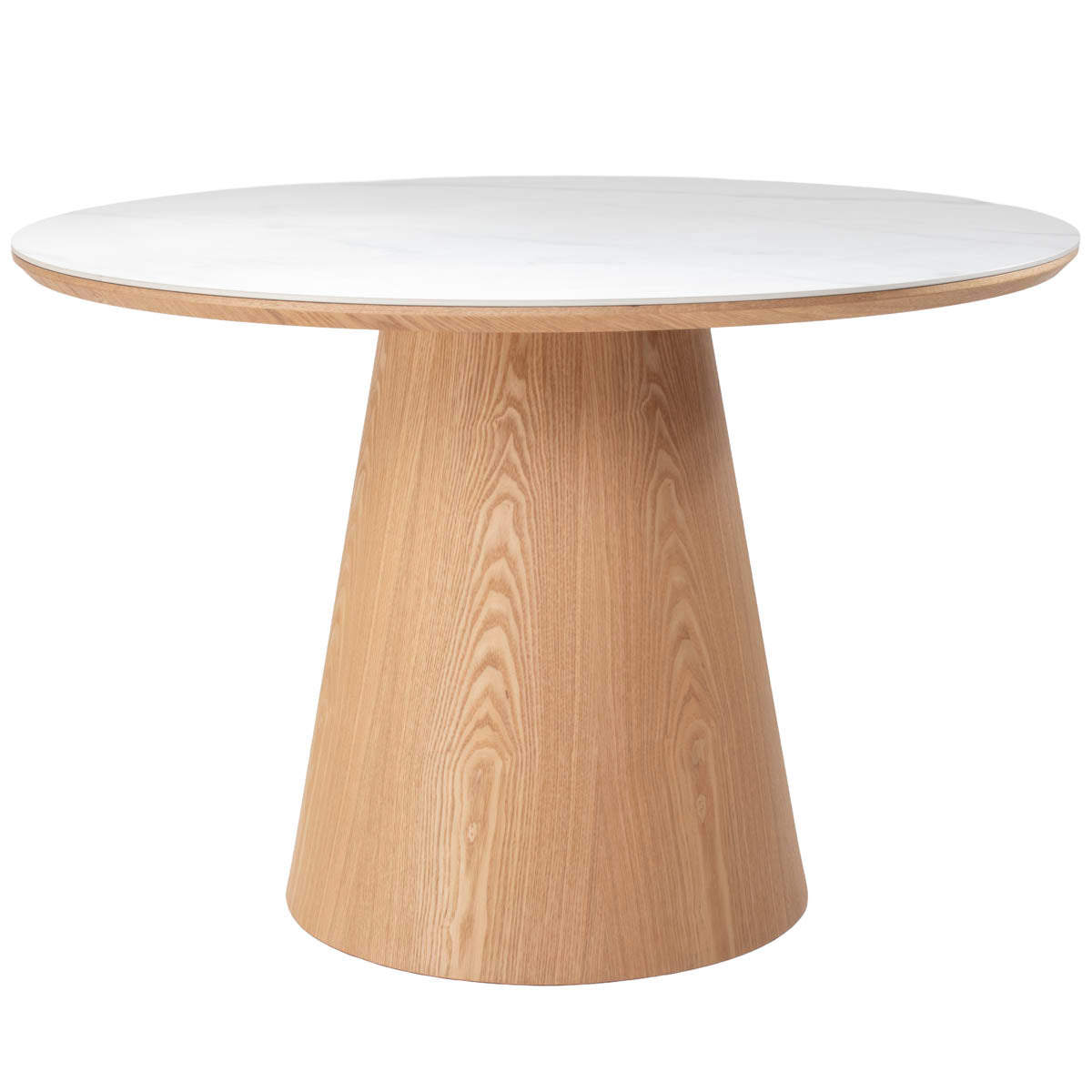 Giga Meubel - Eettafel Wit Keramiek|Naturel - Ø115x77cm - Alba